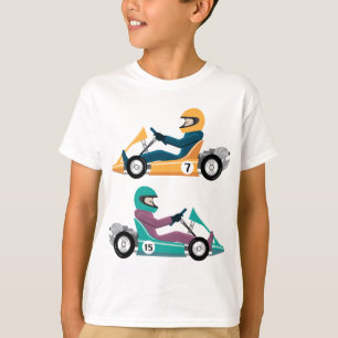 Camiseta Karting vai veículo da raça do carro com um