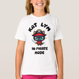 Camiseta Kat Lym Cute Black Cat Pirate Art