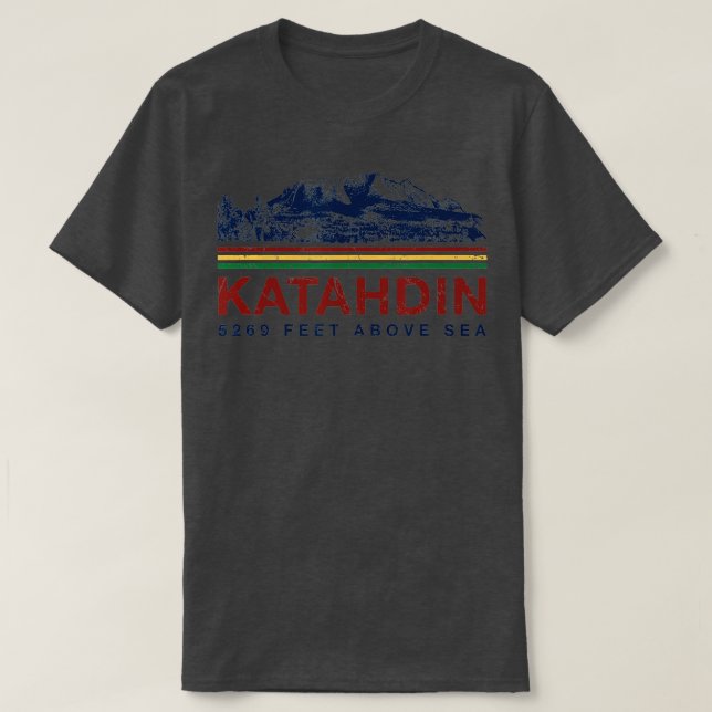 Camiseta Katahdin Maine Montanha Subindo Vintage (Frente do Design)