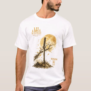 Camiseta Katana Dourada Espada Ronin Sob a Lua - Bu Japonês