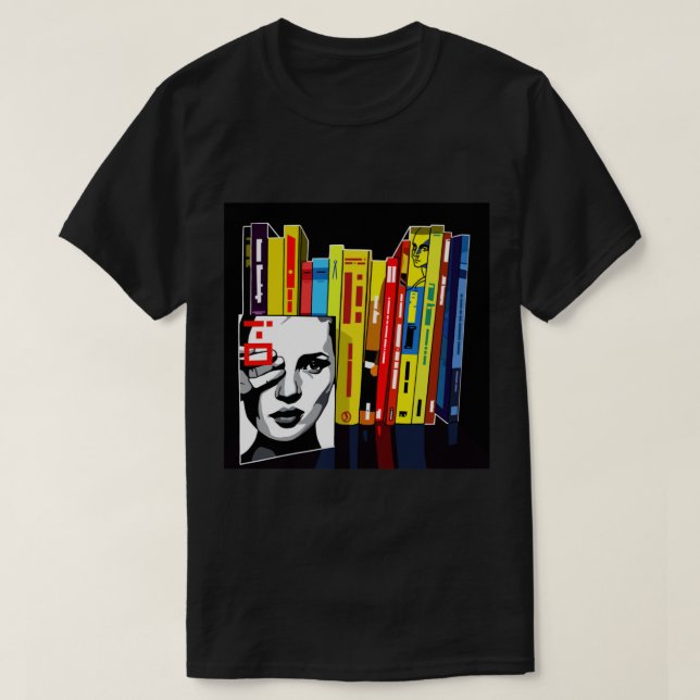 Camiseta Kate Moss Book Shelf (Frente do Design)