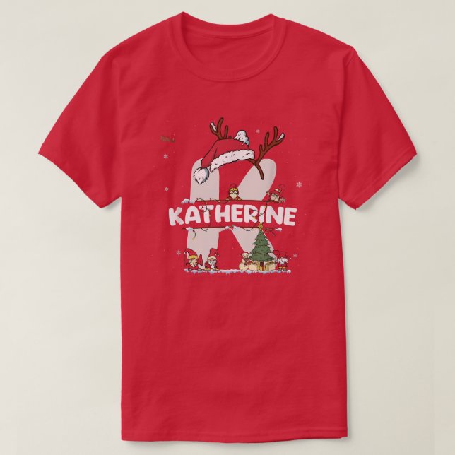Camiseta Katherine Christmas w Katherine Name para Xm engra (Frente do Design)