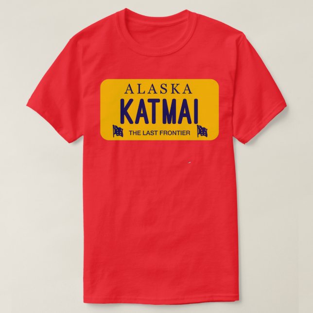 Camiseta Katmai Alaska Licença Placa 1 (Frente do Design)