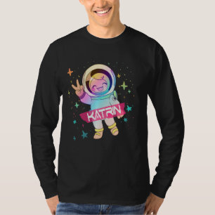 Camiseta KATRIN - Nome de menina adorável com Astronauta fo