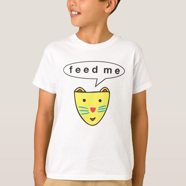 Camiseta Kats "alimenta-me" miúdos T (Frente)