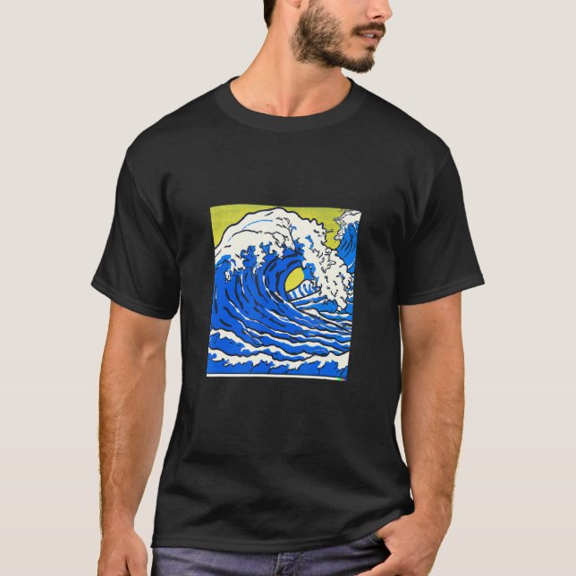 Camiseta Katsushika Hokusai A onda de Excelente de Kanagawa (Frente)