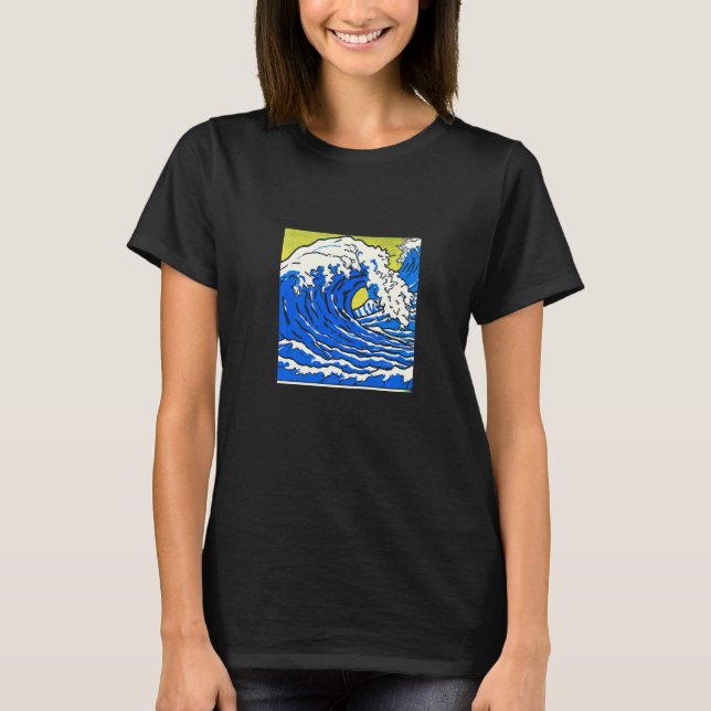 Camiseta Katsushika Hokusai A onda de Excelente de Kanagawa (Frente)