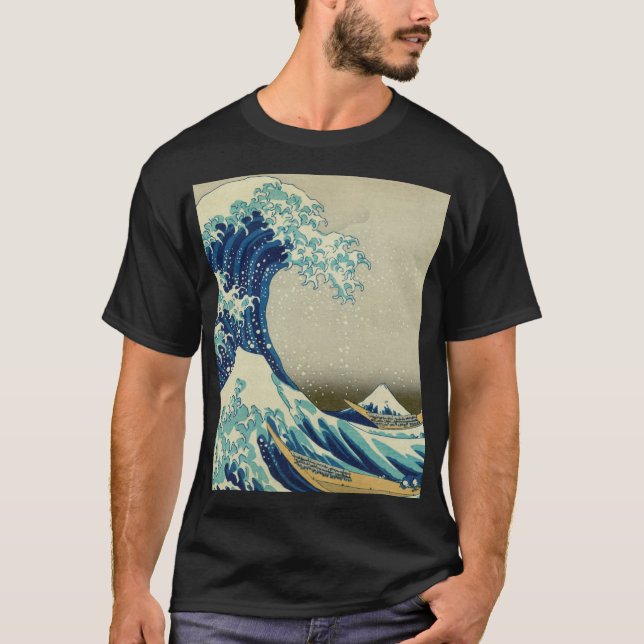 Camiseta Katsushika Hokusai - A onda do Excelente de Kanaga (Frente)