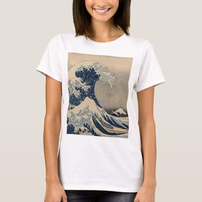 Camiseta Katsushika Hokusai. A onda do Excelente de Kanagaw (Frente)