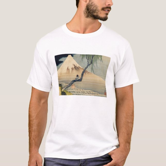 Camiseta Katsushika Hokusai - Menino Vivendo o Monte Fuji (Frente)