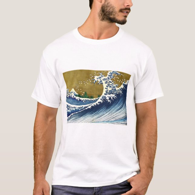 Camiseta Katsushika Hokusai - Onda Grande Colorida (Frente)