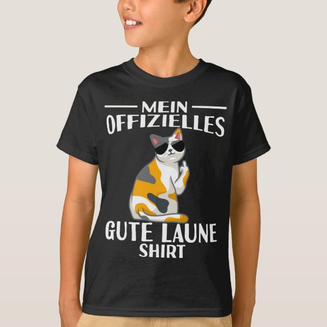 Camiseta Katze Mittelfinger Mein Offizielles Gute Laune (Frente)