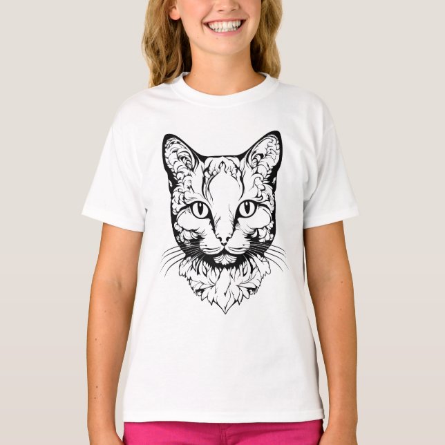 Camiseta Katze - Scherenschnitt (Frente)