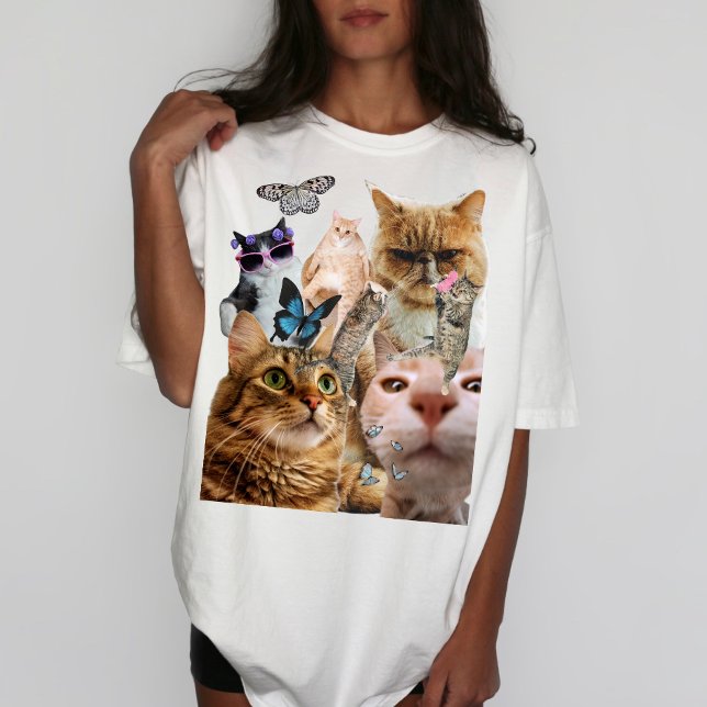 Camiseta Katzen und Schmetterlinge Collage Shirt (Criador carregado)