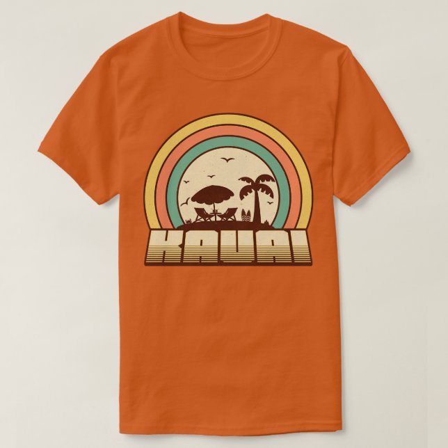 Camiseta Kauai Beach Retro Sunset Estilo (Frente do Design)