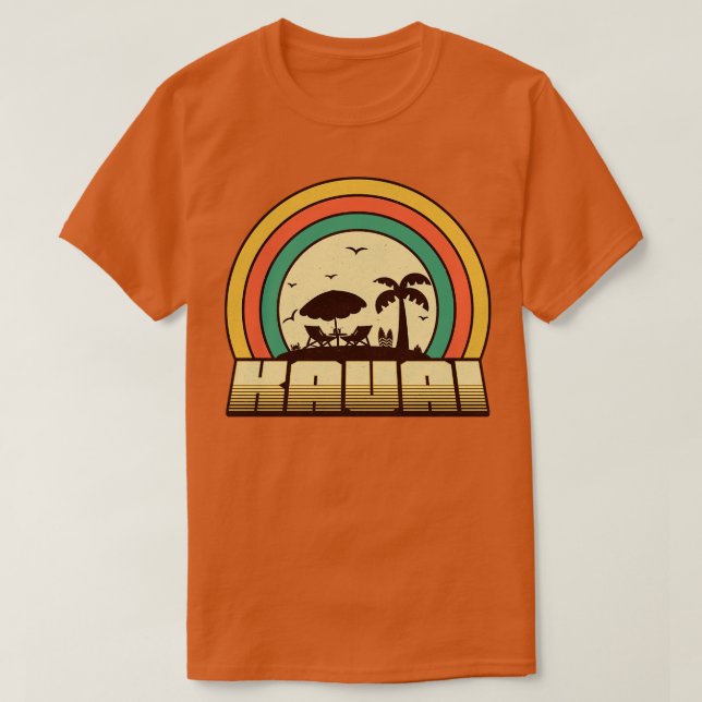 Camiseta Kauai Beach Vintage Retro Sunset Estilo (Frente do Design)