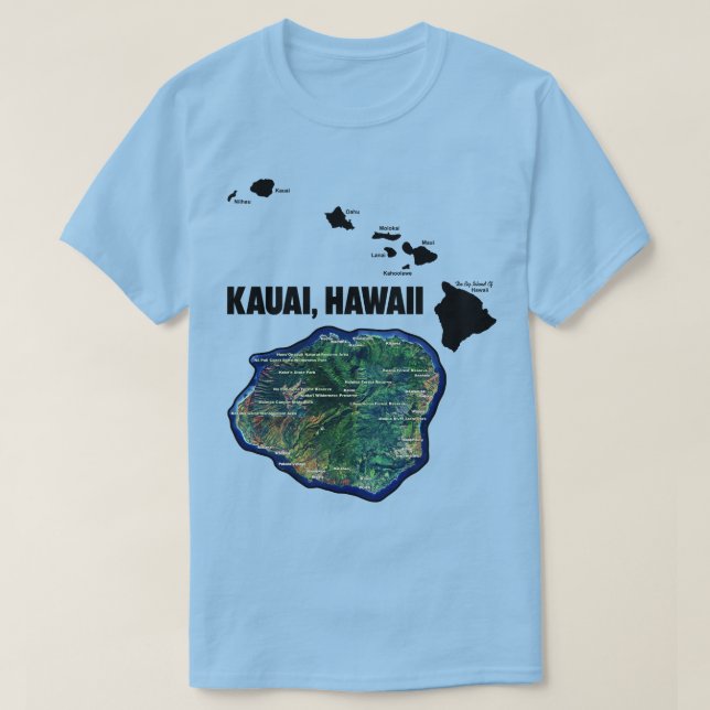 Camiseta Kauai Havaí Com Ilhas Havaianas (Frente do Design)