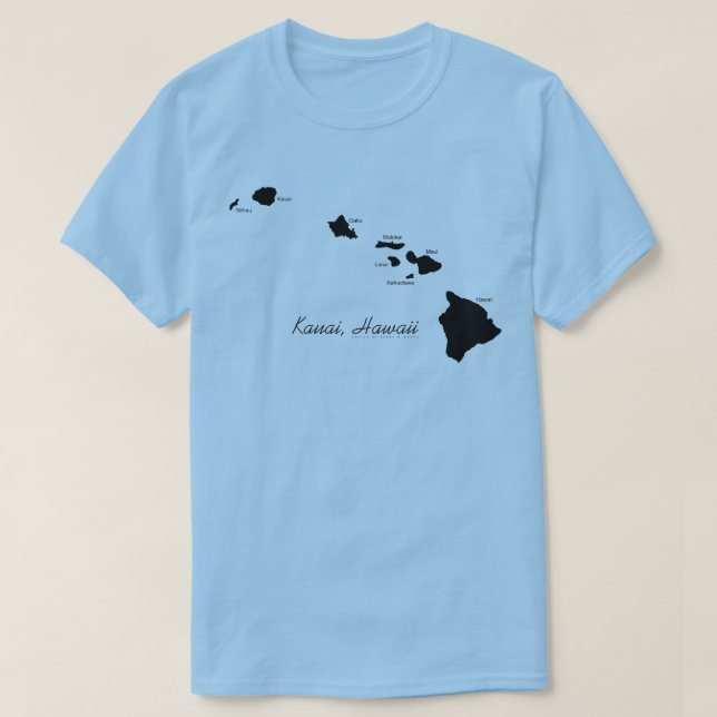 Camiseta Kauai Havaí Com Ilhas Havaianas (Frente do Design)