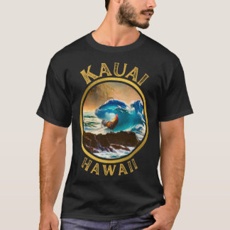 Camiseta Kauai Havaí Frango Galo Surf Onda café Desi