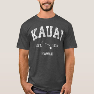 Camiseta Kauai Havaí HI Desenho Esportivo Atlético Vintage