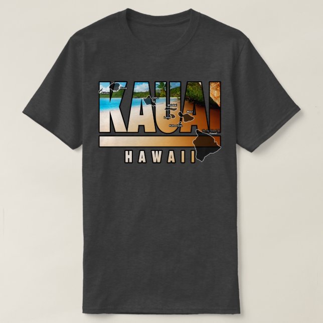 Camiseta Kauai Hawaii Com Ilhas Havaianas (Frente do Design)