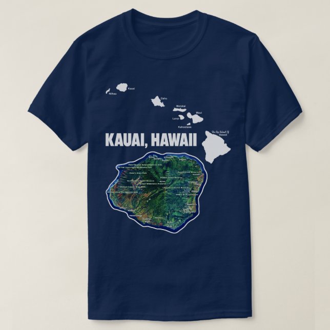 Camiseta Kauai Hawaii Com Ilhas Havaianas (Frente do Design)