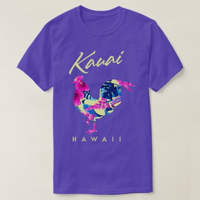 Camiseta Kauai Hawaii Flower Hibiscus Chicken Lover Souveni (Frente do Design)