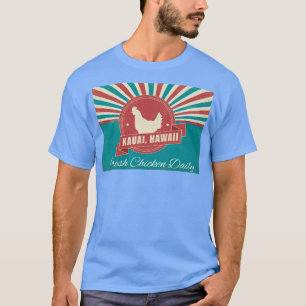 Camiseta Kauai Hawaii Fresco Galinha Diário Sunburst Souven