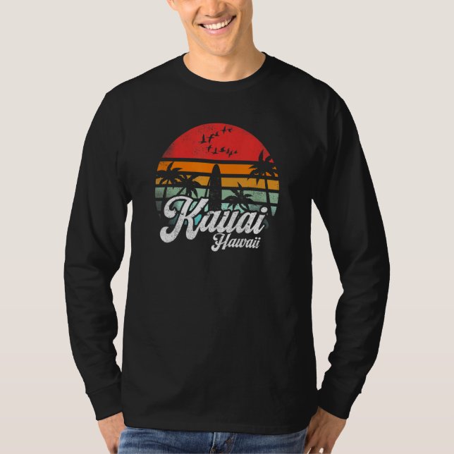 Camiseta Kauai Hawaii Retro Funny Hawaiian Beach Surfing Su (Frente)