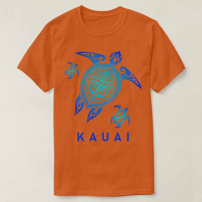 Camiseta Kauai Hawaii Sea Tartaruga Azul (Frente do Design)