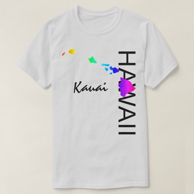 CAMISETA KAUAI - ILHAS HAWAII NEON RAINBOW (Frente do Design)