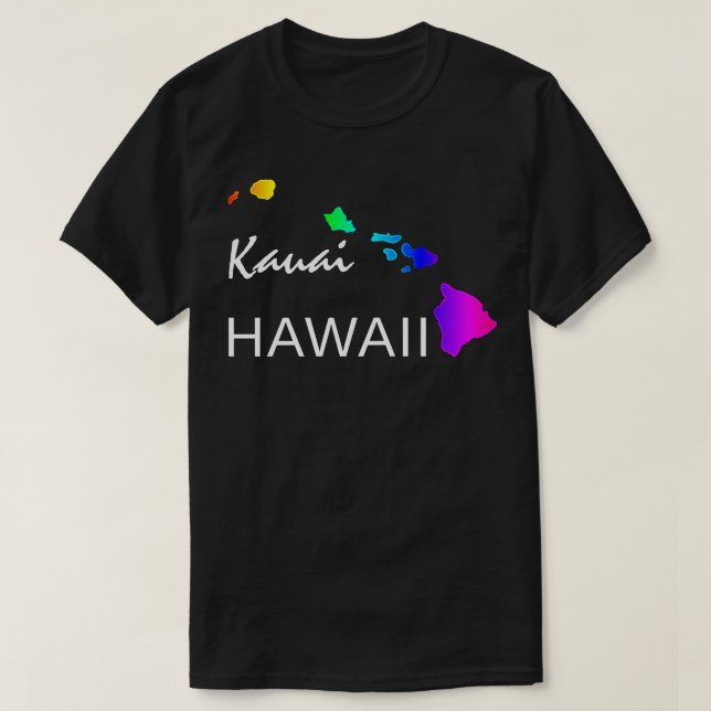 CAMISETA KAUAI - ILHAS HAWAII NEON RAINBOW (Frente do Design)