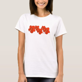 Camiseta Kauai T-Shirt ~ Clusters of Red Hibiscus Flowers