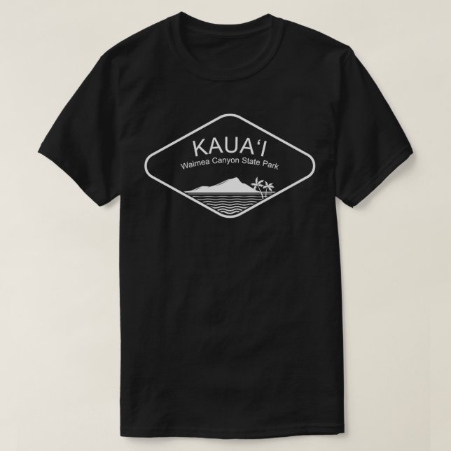 Camiseta Kauai Waimea Canyon Beach Palms Hawaii Surf Souven (Frente do Design)