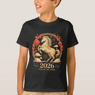 Camiseta Kawaii 2026 Ano do Cavalo Fortune Lady Lanterna Lu