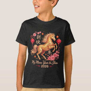 Camiseta Kawaii 2026 Cavalo Louco Dama Crina Ano Para Brilh