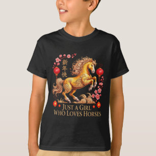 Camiseta Kawaii 2026 Só Garota Que Ama Cavalos Zodíaco Cowg