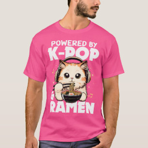 Camiseta Kawaii Acionado Por K-Pop E Ramen Cute Cat Mu