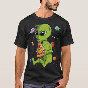 Camiseta Kawaii Alienígena Comendo Pizza Lover UFO Extrater