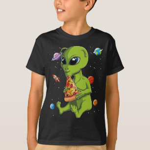 Camiseta Kawaii Alienígena Comendo Pizza Lover UFO Extrater