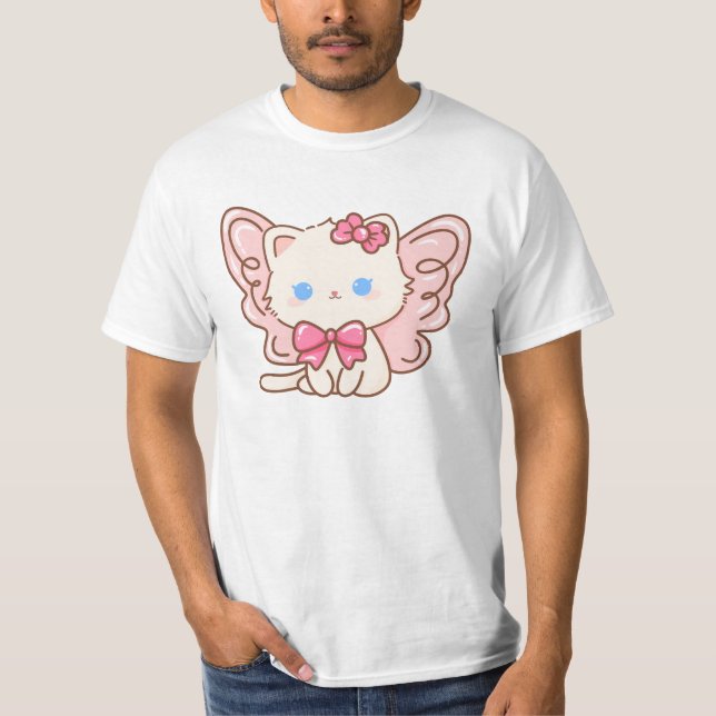 Camiseta Kawaii Angel Gatinho Tee (Frente)