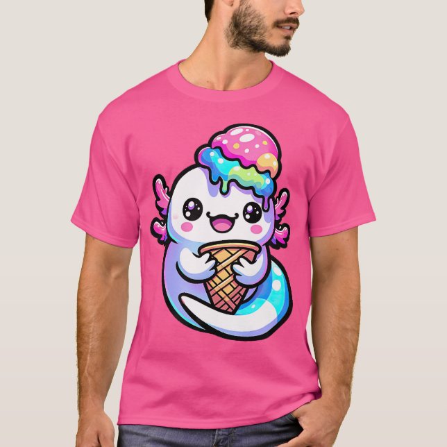 Camiseta Kawaii Anime Axolotl ama Engraçada Rapariga Mexica (Frente)