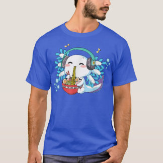 Camiseta Kawaii Anime Axolotl Ramen Noodle Ensina Meninas M