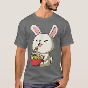 Camiseta Kawaii Anime Bunny Rabbit Asian Noodles Japonês R