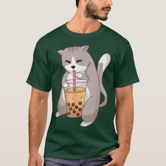 Camiseta Kawaii Anime Cat Boba Tea Cute Kitten Cat Neko Bub