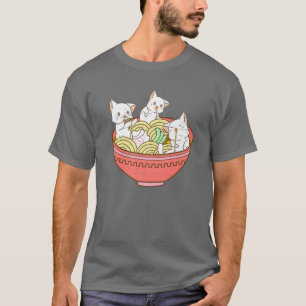 Camiseta Kawaii Anime Cat Ramen Japonês Noodles - Kitten V