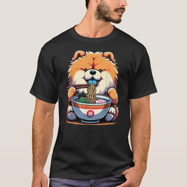 Camiseta Kawaii Anime Chow Chow Dog Ramen (Frente)