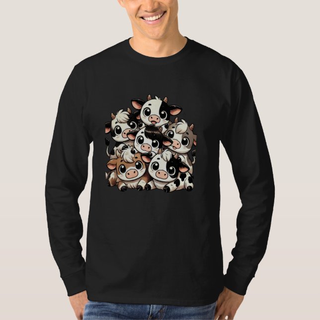 Camiseta Kawaii Anime Cow Kids Girls (Frente)