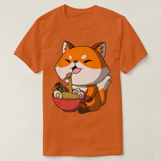 Camiseta Kawaii Anime Fox Asian Noodles Japonês Ramen 568 (Frente do Design)
