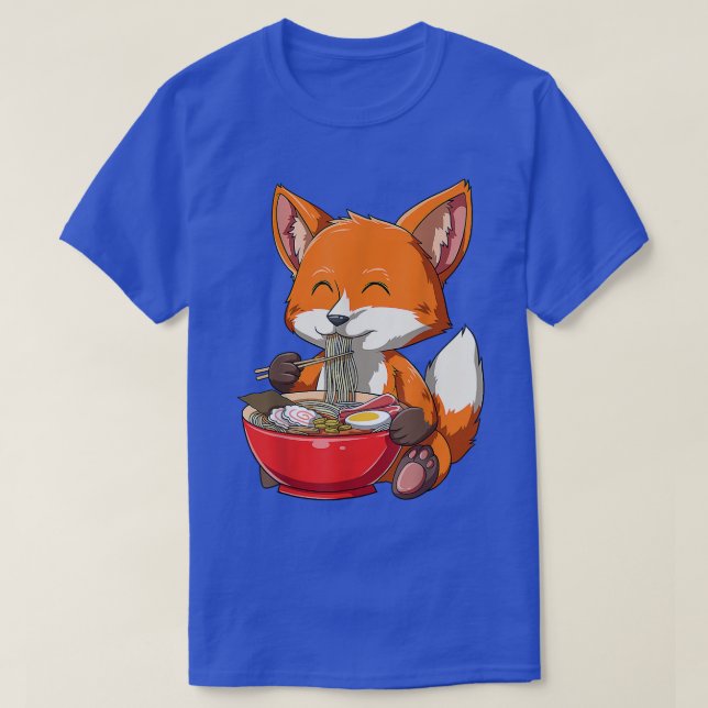 Camiseta Kawaii Anime Fox Ramen Noodles Lover Kawaii Japane (Frente do Design)